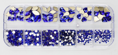 12 rešetki 120 komada različitih veličina boja stakleni kristal AB kamenčić prozirni ravni 3D svjetlucavi ukrasi za nokte sa kamenčićima