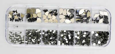 12 rešetki 120 komada različitih veličina boja stakleni kristal AB kamenčić prozirni ravni 3D svjetlucavi ukrasi za nokte sa kamenčićima