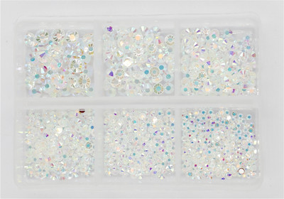 12 rešetki 120 komada različitih veličina boja stakleni kristal AB kamenčić prozirni ravni 3D svjetlucavi ukrasi za nokte sa kamenčićima