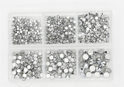 12 rešetki 120 komada različitih veličina boja stakleni kristal AB kamenčić prozirni ravni 3D svjetlucavi ukrasi za nokte sa kamenčićima