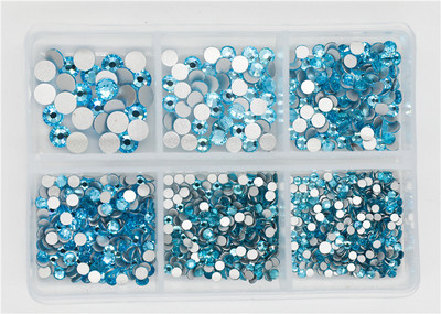 12 rešetki 120 komada različitih veličina boja stakleni kristal AB kamenčić prozirni ravni 3D svjetlucavi ukrasi za nokte sa kamenčićima