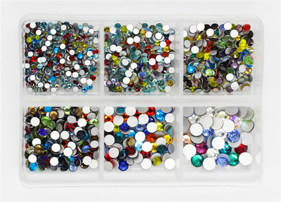 12 rešetki 120 komada različitih veličina boja stakleni kristal AB kamenčić prozirni ravni 3D svjetlucavi ukrasi za nokte sa kamenčićima