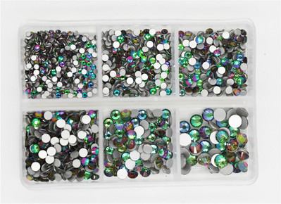 12 rešetki 120 komada različitih veličina boja stakleni kristal AB kamenčić prozirni ravni 3D svjetlucavi ukrasi za nokte sa kamenčićima