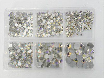 12 rešetki 120 komada različitih veličina boja stakleni kristal AB kamenčić prozirni ravni 3D svjetlucavi ukrasi za nokte sa kamenčićima