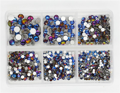 12 rešetki 120 komada različitih veličina boja stakleni kristal AB kamenčić prozirni ravni 3D svjetlucavi ukrasi za nokte sa kamenčićima