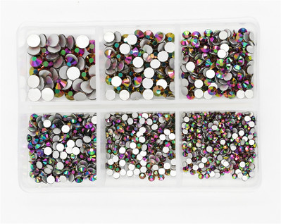 12 rešetki 120 komada različitih veličina boja stakleni kristal AB kamenčić prozirni ravni 3D svjetlucavi ukrasi za nokte sa kamenčićima