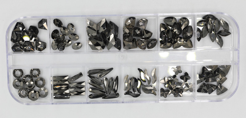 12 rešetki 120 komada različitih veličina boja stakleni kristal AB kamenčić prozirni ravni 3D svjetlucavi ukrasi za nokte sa kamenčićima