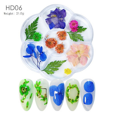 3D Dry Flower Nail Art Διακόσμηση Πραγματικά μίνι αυτοκόλλητα αποξηραμένα άνθη Φυσικά σχέδια με λουλουδάτα γοητεία DIY Αξεσουάρ για νύχια μανικιούρ