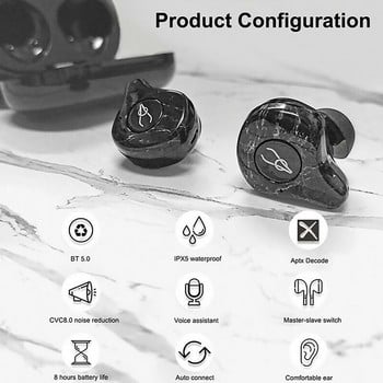 Sabbat E12 Ultra TWS Qualcomm Bluetooth 5.0 Aptx Безжични слушалки Спортни HiFi стерео слушалки Слушалки за намаляване на шума Слушалки G12 Elite
