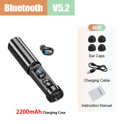 Bezvadu austiņas TWS Bluetooth Austiņas Sporta Stereo Austiņas Austiņas Tālrunim ar 2200mAh uzlādes korpusu Power Bank