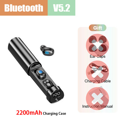 Bezvadu austiņas TWS Bluetooth Austiņas Sporta Stereo Austiņas Austiņas Tālrunim ar 2200mAh uzlādes korpusu Power Bank