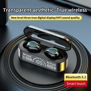 TWS безжични слушалки Bluetooth 5.2 Стерео шумопонижаване на бас сензорно управление Слушалки Дълъг режим на готовност с HD микрофон