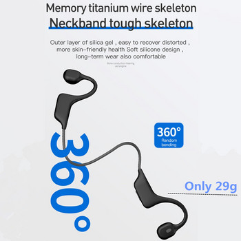 AIKSWE Слушалки с костна проводимост Bluetooth безжични спортни слушалки IPX6 Слушалки Стерео хендсфри с микрофон За бягане