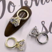 1 par okruglih prozirnih cirkonskih kamenčića od zlatne/srebrne metalne legure prsten za nokte na vrhovima dizajn 3D staklo za vjenčanje srebrni dijamantni ukras za nokte