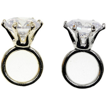 1 чифт кръгли прозрачни кристали от циркон Златни/сребърни пръстени за нокти от метална сплав на връхчета Дизайн 3D сватбено стъкло Сребърен диамантен декор за нокти