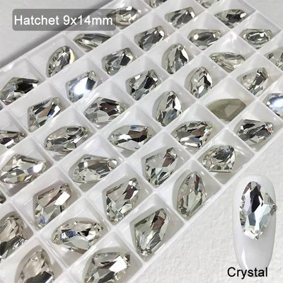 Szabálytalan hegyes aljú sliffel körömdíszítés strassz fejsze forma K9 kristályüveg fényes 3D köröm barkács dekoráció 10/30db