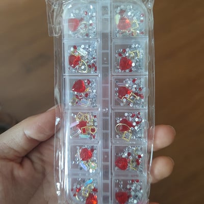 12Rácsos Kristály körömdíszítés Strasszgyöngyök Fém Szegecs Üveg Vegyes méretű 3D Manikűr Barkácsolás Kristályötvözet Dekorációk Körömdíszítéshez