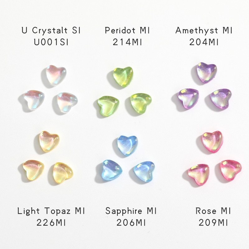 50db Köröm Alkatrészek Szív Mokka Fluoreszkáló Gyanta Charms Strasszok Csillogó Művészeti Kiegészítők Decoracion Uñas Kawaii Kiegészítők