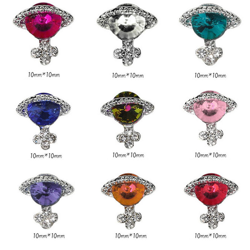 3D Alloy Planet Cross Nail Art Chamrs 10db/tétel Színes Saturn Designs Strasszok Gyémánt Dekorációk Ékszerek Köröm Kiegészítők