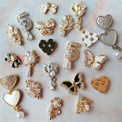 10 komada Love Flower Leptir mašna Legura Nail Art Cirkon Pearl Crystal Metal Manikura Nokti Accesorios Supplies Decorations Charms