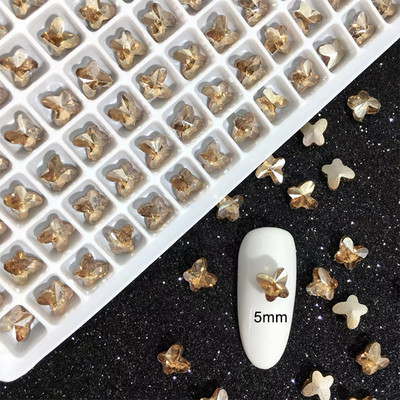 5 mm-es mini pont pillangós körömdísz strasszos fényes kristálykő nyári 3D köröm barkács dekorációs kiegészítők 30/100 DB