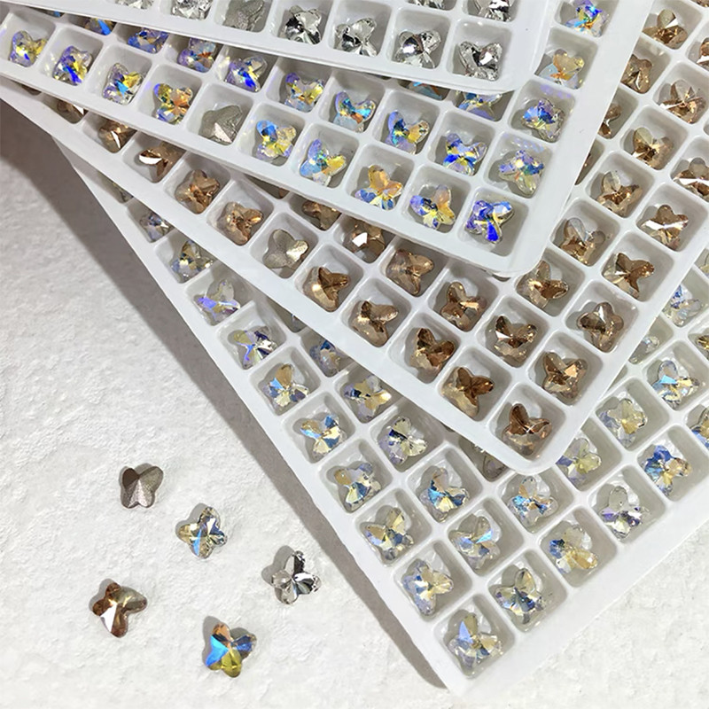 5 mm-es mini pont pillangós körömdísz strasszos fényes kristálykő nyári 3D köröm barkács dekorációs kiegészítők 30/100 DB