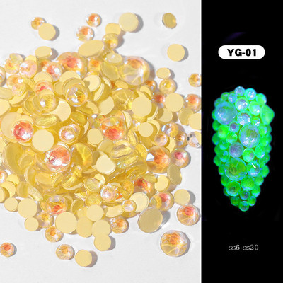 1 pachet Cristal Luminos Dimensiuni Mixte SS6-SS20 Decoratiuni cu Strasuri pentru Nail Art Bijuterii cu Diamante Sclipici 3D Strălucire În Întuneric 8 Culori