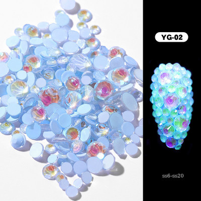 1 pachet Cristal Luminos Dimensiuni Mixte SS6-SS20 Decoratiuni cu Strasuri pentru Nail Art Bijuterii cu Diamante Sclipici 3D Strălucire În Întuneric 8 Culori