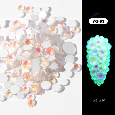 1 pachet Cristal Luminos Dimensiuni Mixte SS6-SS20 Decoratiuni cu Strasuri pentru Nail Art Bijuterii cu Diamante Sclipici 3D Strălucire În Întuneric 8 Culori