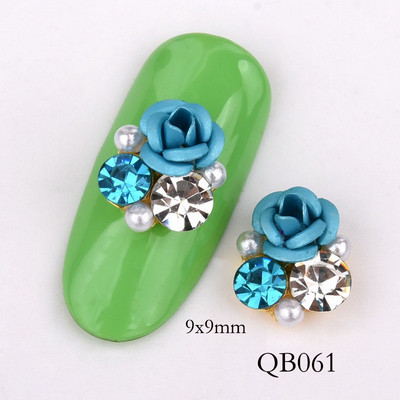 Új 10db Fényes Gyöngy Strasszkő Virág design Ötvözet Nail Art Dekorációk Csillogó Barkácsolás 3D Köröm Ékszer Medál QB054-063