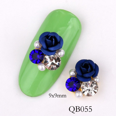 Új 10db Fényes Gyöngy Strasszkő Virág design Ötvözet Nail Art Dekorációk Csillogó Barkácsolás 3D Köröm Ékszer Medál QB054-063