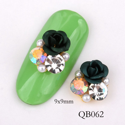 Új 10db Fényes Gyöngy Strasszkő Virág design Ötvözet Nail Art Dekorációk Csillogó Barkácsolás 3D Köröm Ékszer Medál QB054-063