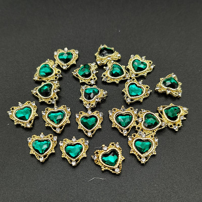 1 kutija Nail Art Rhinestones Kristalno staklo Drago kamenje 3D legura Srce Nail Decoration Mix Charms Nail Diamonds DIY za pribor za nokte