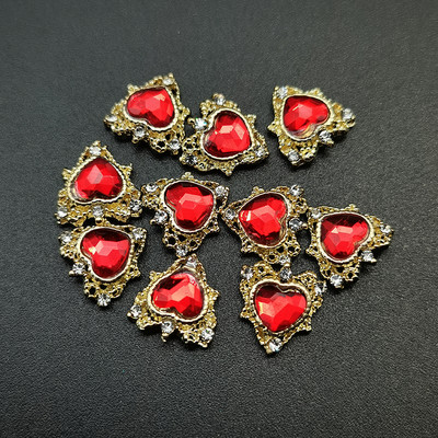 1 kutija Nail Art Rhinestones Kristalno staklo Drago kamenje 3D legura Srce Nail Decoration Mix Charms Nail Diamonds DIY za pribor za nokte