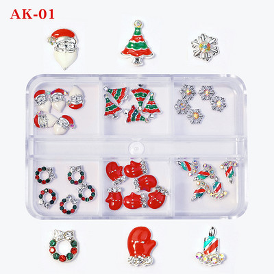 1 kutija Nail Art Rhinestones Kristalno staklo Drago kamenje 3D legura Srce Nail Decoration Mix Charms Nail Diamonds DIY za pribor za nokte