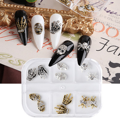 1 kutija Nail Art Rhinestones Kristalno staklo Drago kamenje 3D legura Srce Nail Decoration Mix Charms Nail Diamonds DIY za pribor za nokte