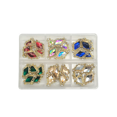 1 kutija Nail Art Rhinestones Kristalno staklo Drago kamenje 3D legura Srce Nail Decoration Mix Charms Nail Diamonds DIY za pribor za nokte