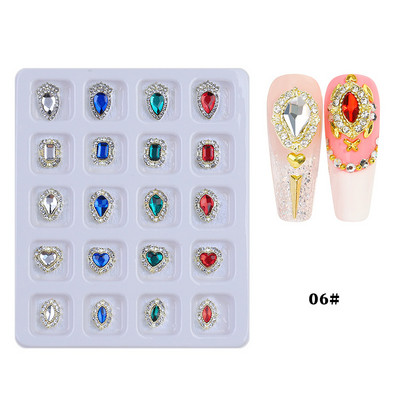 1 kutija Nail Art Rhinestones Kristalno staklo Drago kamenje 3D legura Srce Nail Decoration Mix Charms Nail Diamonds DIY za pribor za nokte