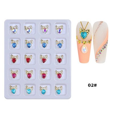1 kutija Nail Art Rhinestones Kristalno staklo Drago kamenje 3D legura Srce Nail Decoration Mix Charms Nail Diamonds DIY za pribor za nokte