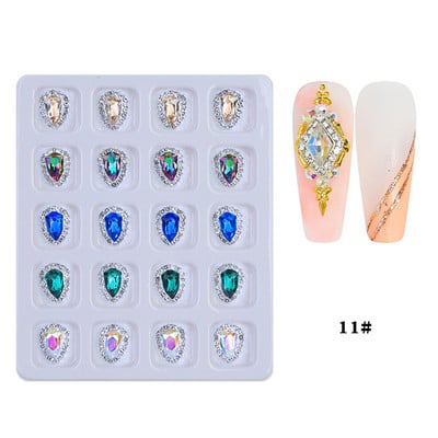 1 kutija Nail Art Rhinestones Kristalno staklo Drago kamenje 3D legura Srce Nail Decoration Mix Charms Nail Diamonds DIY za pribor za nokte