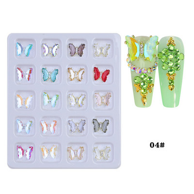 1 kutija Nail Art Rhinestones Kristalno staklo Drago kamenje 3D legura Srce Nail Decoration Mix Charms Nail Diamonds DIY za pribor za nokte