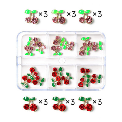 1 kutija Nail Art Rhinestones Kristalno staklo Drago kamenje 3D legura Srce Nail Decoration Mix Charms Nail Diamonds DIY za pribor za nokte