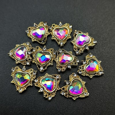 1 kutija Nail Art Rhinestones Kristalno staklo Drago kamenje 3D legura Srce Nail Decoration Mix Charms Nail Diamonds DIY za pribor za nokte