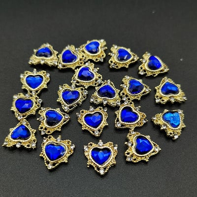 1 kutija Nail Art Rhinestones Kristalno staklo Drago kamenje 3D legura Srce Nail Decoration Mix Charms Nail Diamonds DIY za pribor za nokte