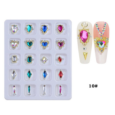1 kutija Nail Art Rhinestones Kristalno staklo Drago kamenje 3D legura Srce Nail Decoration Mix Charms Nail Diamonds DIY za pribor za nokte