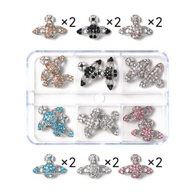 1 kutija Nail Art Rhinestones Kristalno staklo Drago kamenje 3D legura Srce Nail Decoration Mix Charms Nail Diamonds DIY za pribor za nokte