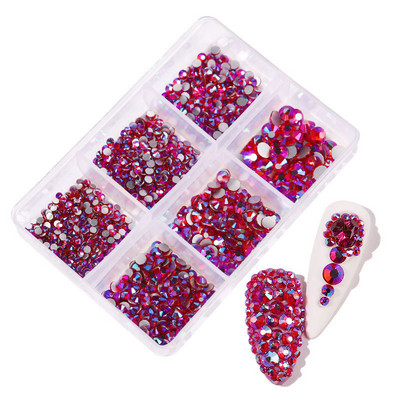 1 kutija Nail Art Rhinestones Kristalno staklo Drago kamenje 3D legura Srce Nail Decoration Mix Charms Nail Diamonds DIY za pribor za nokte