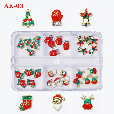 1 kutija Nail Art Rhinestones Kristalno staklo Drago kamenje 3D legura Srce Nail Decoration Mix Charms Nail Diamonds DIY za pribor za nokte