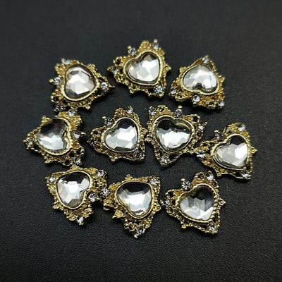 1 kutija Nail Art Rhinestones Kristalno staklo Drago kamenje 3D legura Srce Nail Decoration Mix Charms Nail Diamonds DIY za pribor za nokte