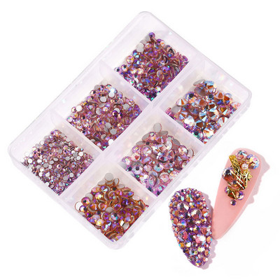 1 kutija Nail Art Rhinestones Kristalno staklo Drago kamenje 3D legura Srce Nail Decoration Mix Charms Nail Diamonds DIY za pribor za nokte